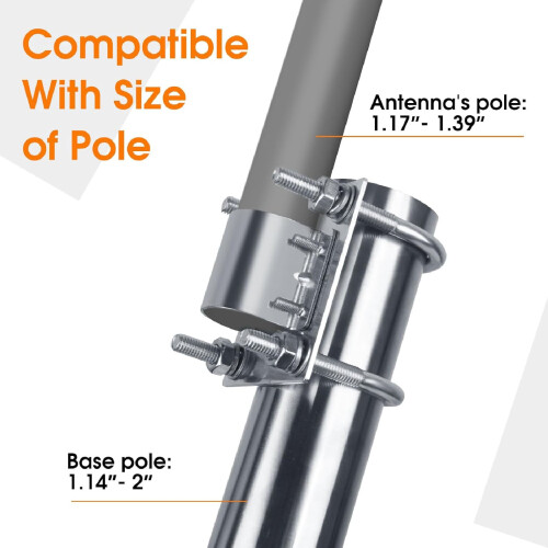 1 Set Edelstahl-Pole-Mount-Adapter V2, Silber 2