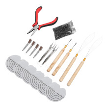 Kit de herramientas para extensiones de cabello: anillos de silicona, pinzas