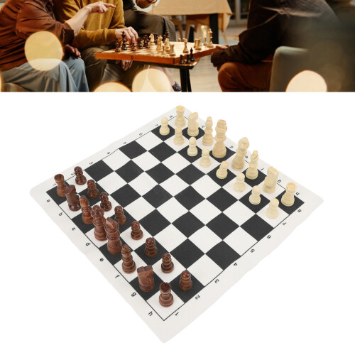 Planche d'échecs roulable en cuir PU, noir 77 mm