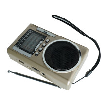 Tragbares FM-Radio mit Multi-Band, USB-Kartensteckplatz, wiederaufladbar, Vintage-Retro-Radio für Senioren, Gold