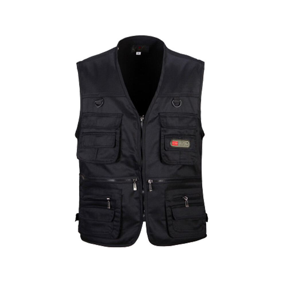 (Black,XXXL)Gilet homme randonnée multi poches gilet body chaud veste chasse gilet pêche