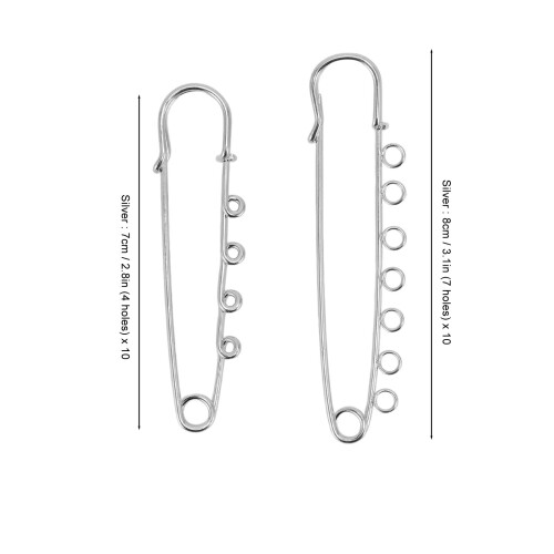 20 pezzi di spilli con anelli 7cm(4h) e 8cm(7h) argento 1