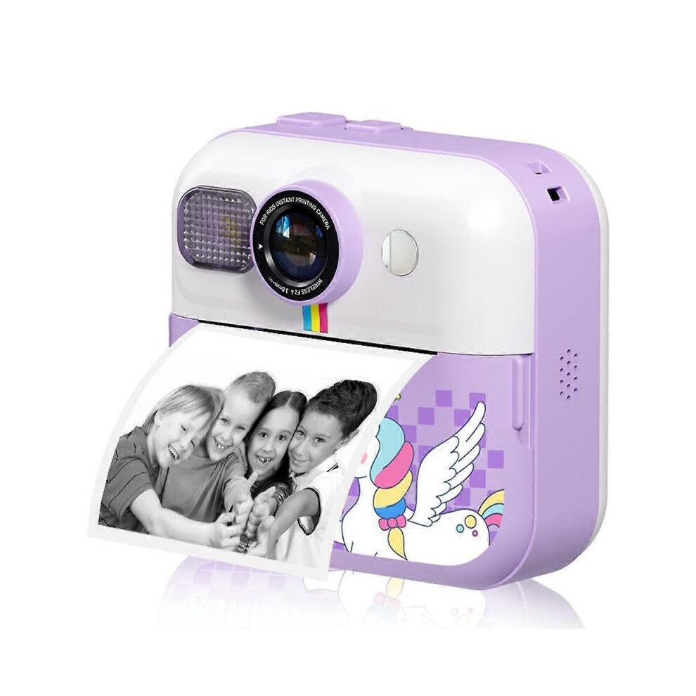 (Purple, Multicolor) CP02 2.4-inch Screen Kids HD Digital Camera Mini Thermal Photo Printer - Pink