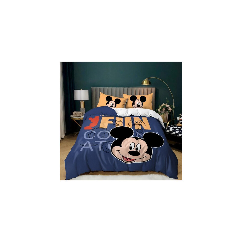 (01 CFW60, Single(135cmx200cm)) Mickey/Minnie/Duvet Cover/Double-sided Pillowcase/Cartoon/Kids Bedding Set UK-image-OPC-PJCVNMG-NEW