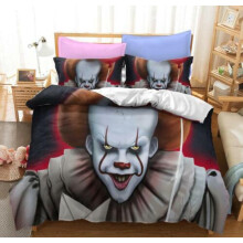 (02 BP13957, Double(200cmx200cm)) 2/3Pcs Characters Quilt Duvet Cover Stephen King IT Bedding Set Single Size UK
