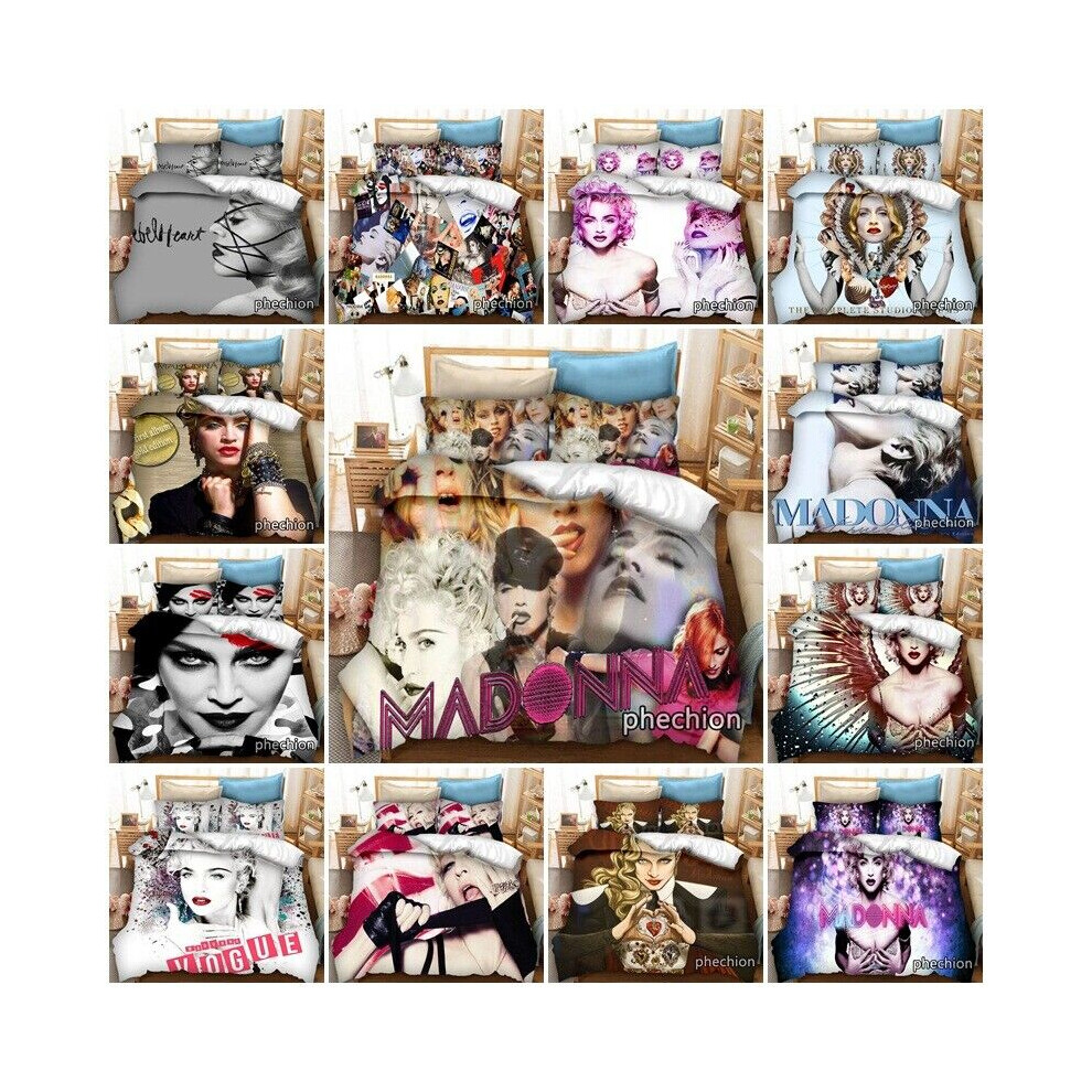 (Style-07, UK SINGLE 135x200cm) 3D Singer Madonna Bedding Set Quilt Duvet Cover Pillowcase Single Double Gifts-image-OPC-PJCVP26-NEW