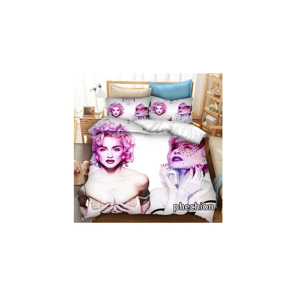 (Style-04, UK SINGLE 135x200cm) 3D Singer Madonna Bedding Set Quilt Duvet Cover Pillowcase Single Double Gifts-image-OPC-PJCVP5N-NEW