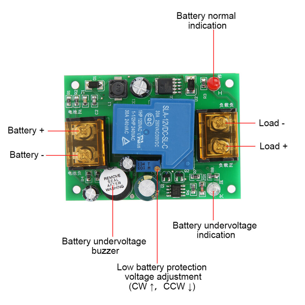 12V-48V Low Battery Protection Board 30A Anti-Overdischarge Protector 3061334275837