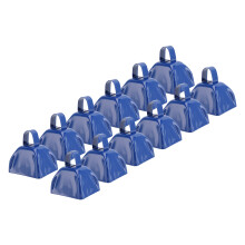 12 piezas de campana de vaca de metal azul de 3 pulgadas con asa