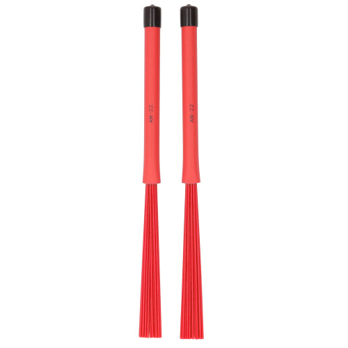 2PCS Retractable Drum Brushes Rubber Handle Plastic Bristles Red 2