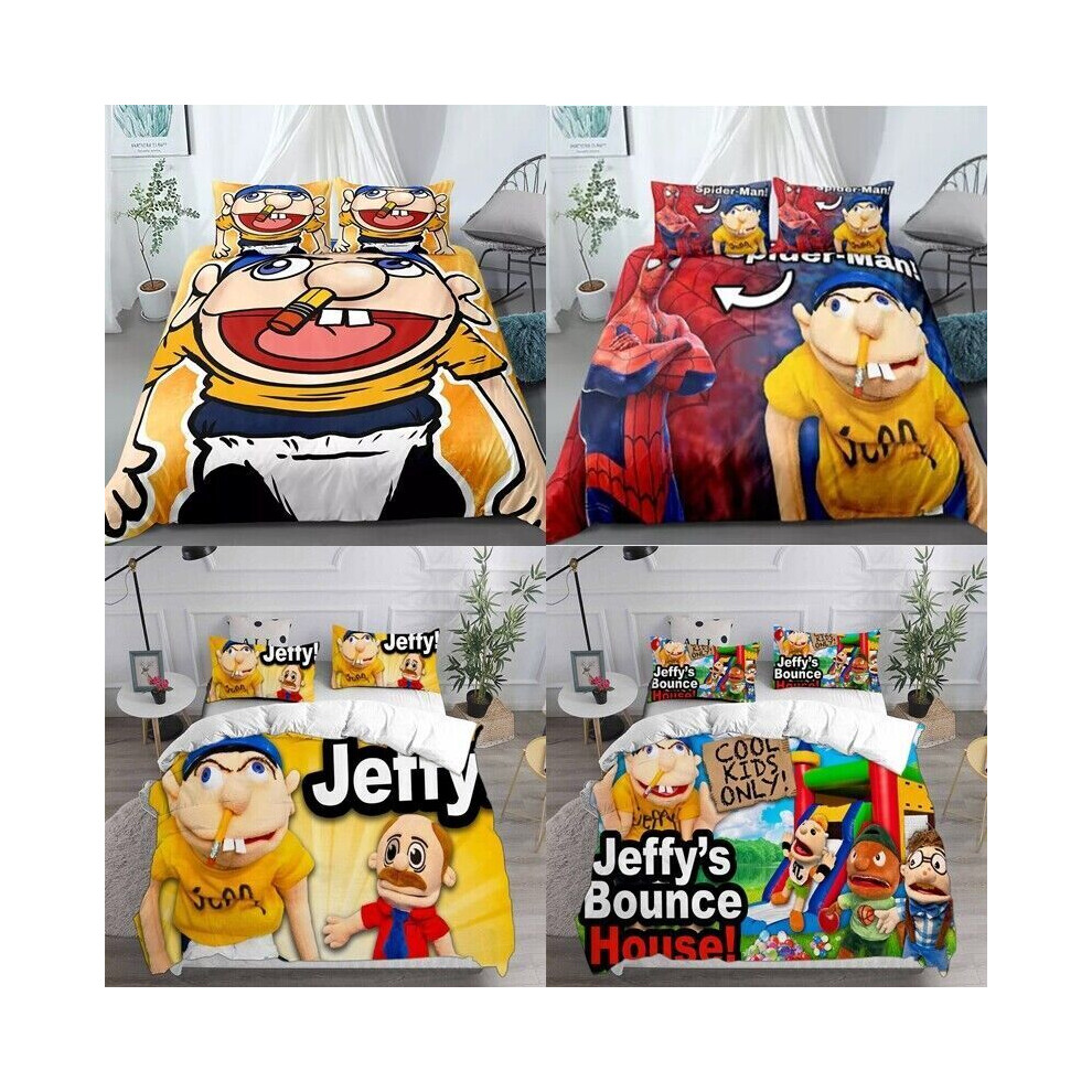 (Style09, King(240cmx220cm)) 3D Jeffy Puppet Cartoon Quilt Duvet Cover Bedding Set Pillowcase Single Double-image-OPC-PJCVSKJ-NEW