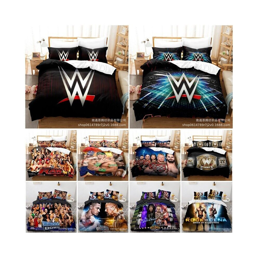 (28, UK DOUBLE 200x200cm) WWE Wrestling Quilt Duvet Cover Pillowcase Single Double King Bedding Set Gift-image-OPC-PJCVVGS-NEW