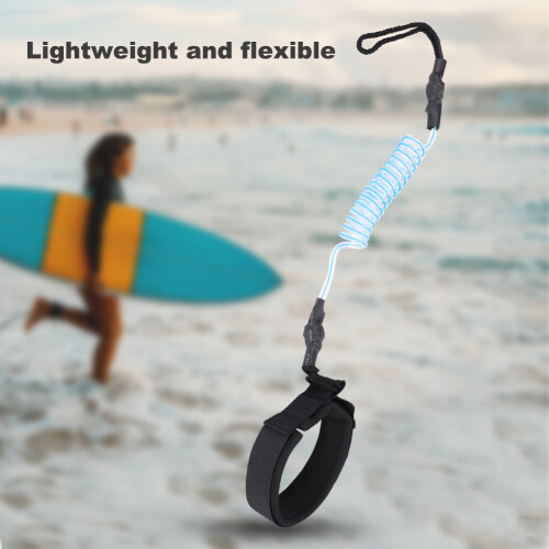 Blue Coiled Spring Leash for Paddle Boards Surfboard Leg Foot Rope