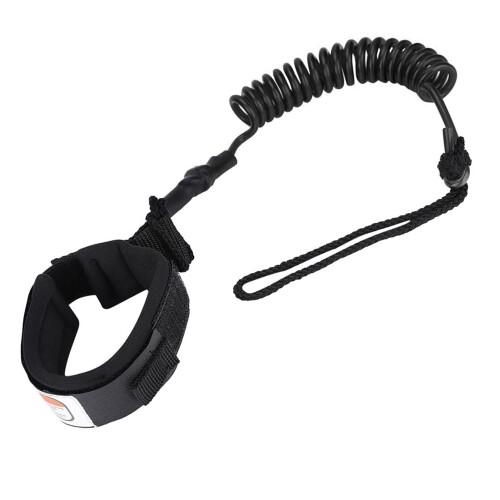 Durable 5ft Coiled Paddleboard Leg Leash Black 5mm Cord