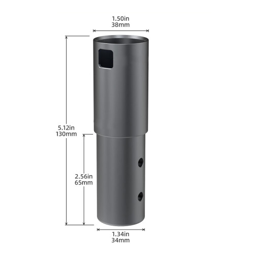 Aluminium-Rohradapter für V2, grau, rechteckig. 1