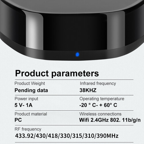 YRC12 Télécommande IR/RF intelligente 5V 1A 8,98,62,6cm Noir 1
