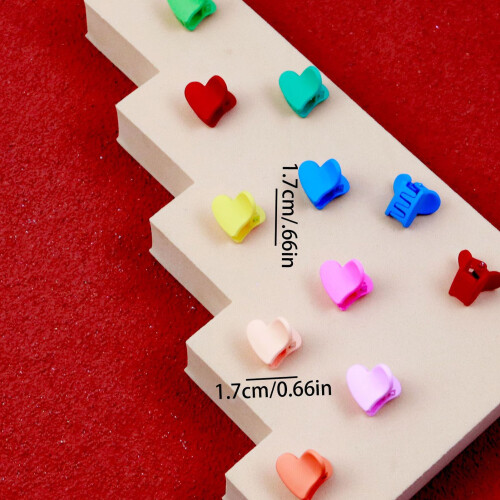 100 pezzi di mini pinze a forma di cuore per capelli per bambini, colorate 1
