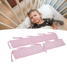 Protector de barandilla de cama para bebé de 3 piezas, separable, 133x19 cm, rosa