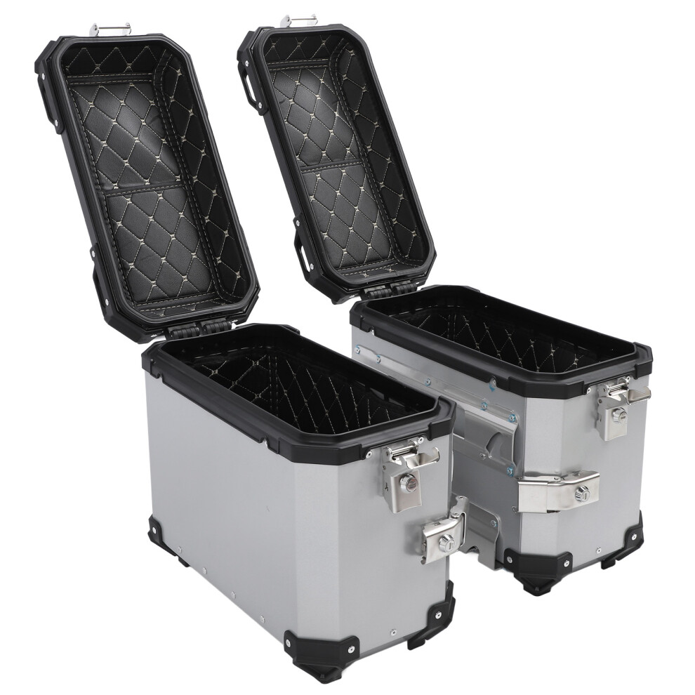 35L Aluminium Motorcycle Side Case, Silver Hard Saddlebag for Bikes & Helmets-image-OPC-PJCVXHT-NEW