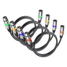 Set di cavi XLR da 300 cm, 4 pezzi, maschio a femmina, nero