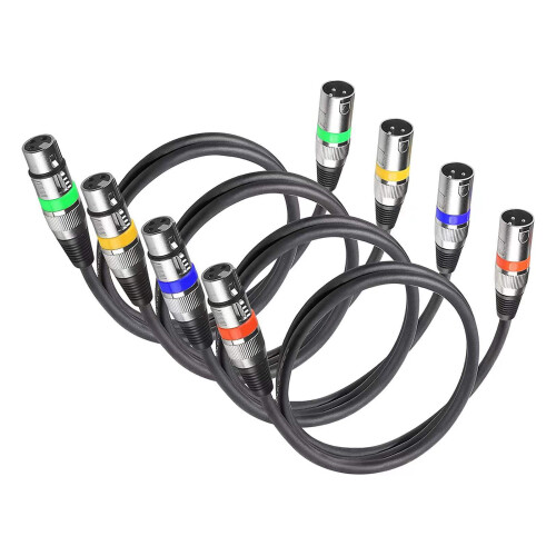 Juego de 4 cables XLR de 300 cm: cable de micrófono macho-hembra