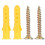 M6 Plastic Wall Plug Screw Fixings Kit, 50pcs, Yellow & Silver 4