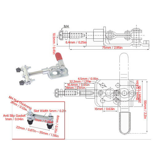 FA3005B Acciaio inossidabile Morsetto push-pull 40 kg 16,4 mm 1