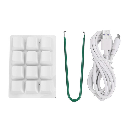 Teclado mecánico mini de 12 teclas, blanco, interruptor rojo 1