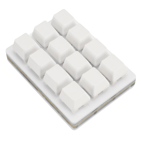 Teclado mecánico mini de 12 teclas, blanco, interruptor rojo