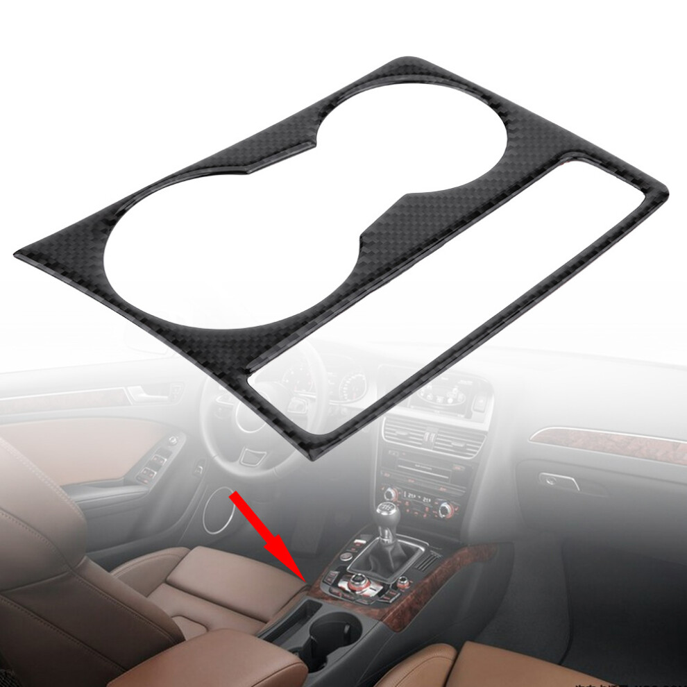 Carbon Fiber Console Trim For Audi A4 B8 A5 Cup Holder Cover 7901334315330