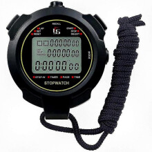 Digital Sports Stopwatch with 10-lap Split Memory and Countdown Timer, Waterproof Display with 12/24 Hour Format