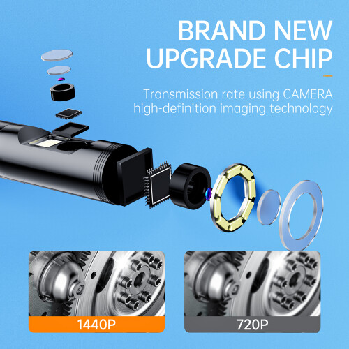 Endoscope à double objectif IP68 1920P 8+1 LEDs 1m 1