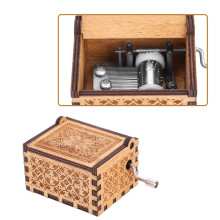 Wooden Hand Crank Music Box Mechanical Classic Gift 6.5*5.3*4cm