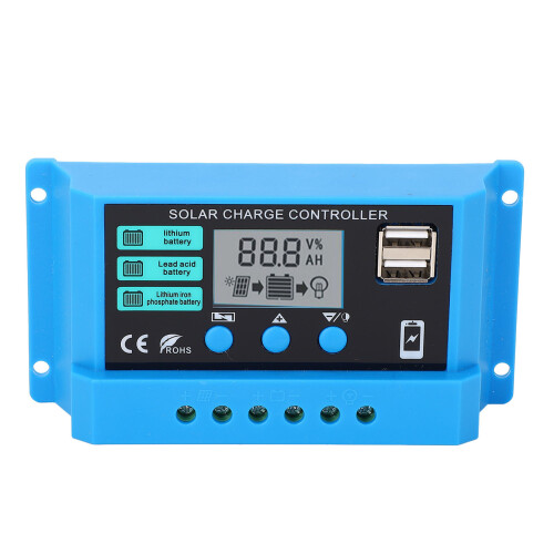 Adaptiver 12V/24V LCD PWM-Solarregler 10A 2