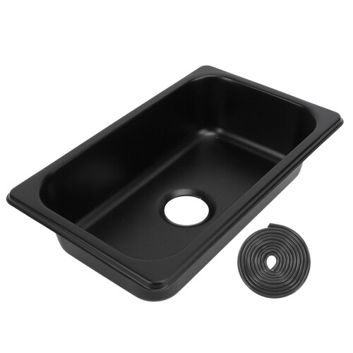 RV 304 Stainless Steel Rectangular Kitchen Sink with 40mm Outlet Black GR-1465B 2