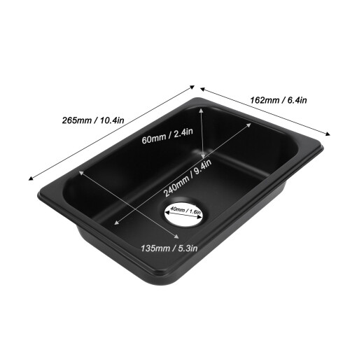 RV 304 Stainless Steel Rectangular Kitchen Sink with 40mm Outlet Black GR-1465B 1
