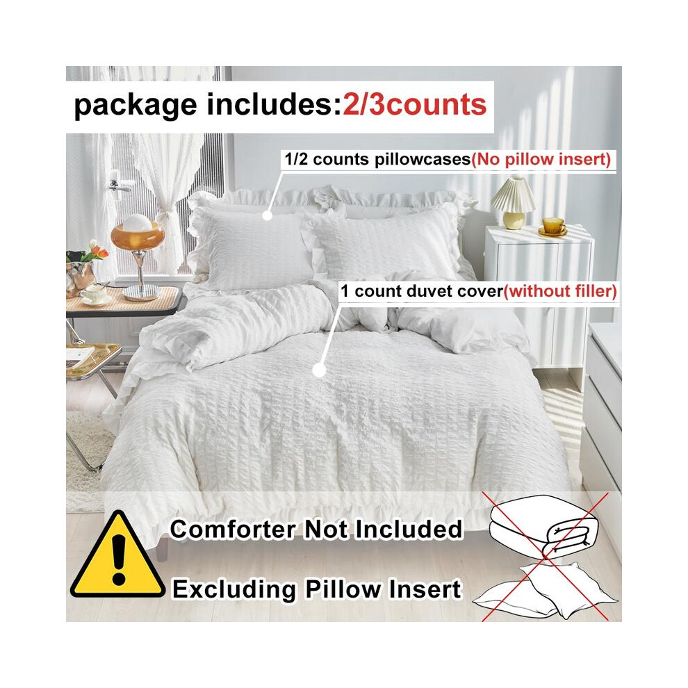 (White, EU-King:220x230cm/87x90inch) Washable 2/3 Piece Bedding Set, Includes Pillowcases, Lightweight & Comfortable Design, three-dimensional bubble-image-OPC-PJCWHN8-NEW