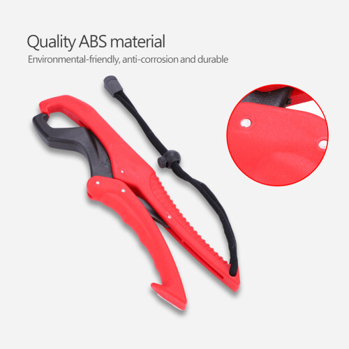 Red ABS Fish Gripper with Adjustable Rope, Lightweight and Floatable