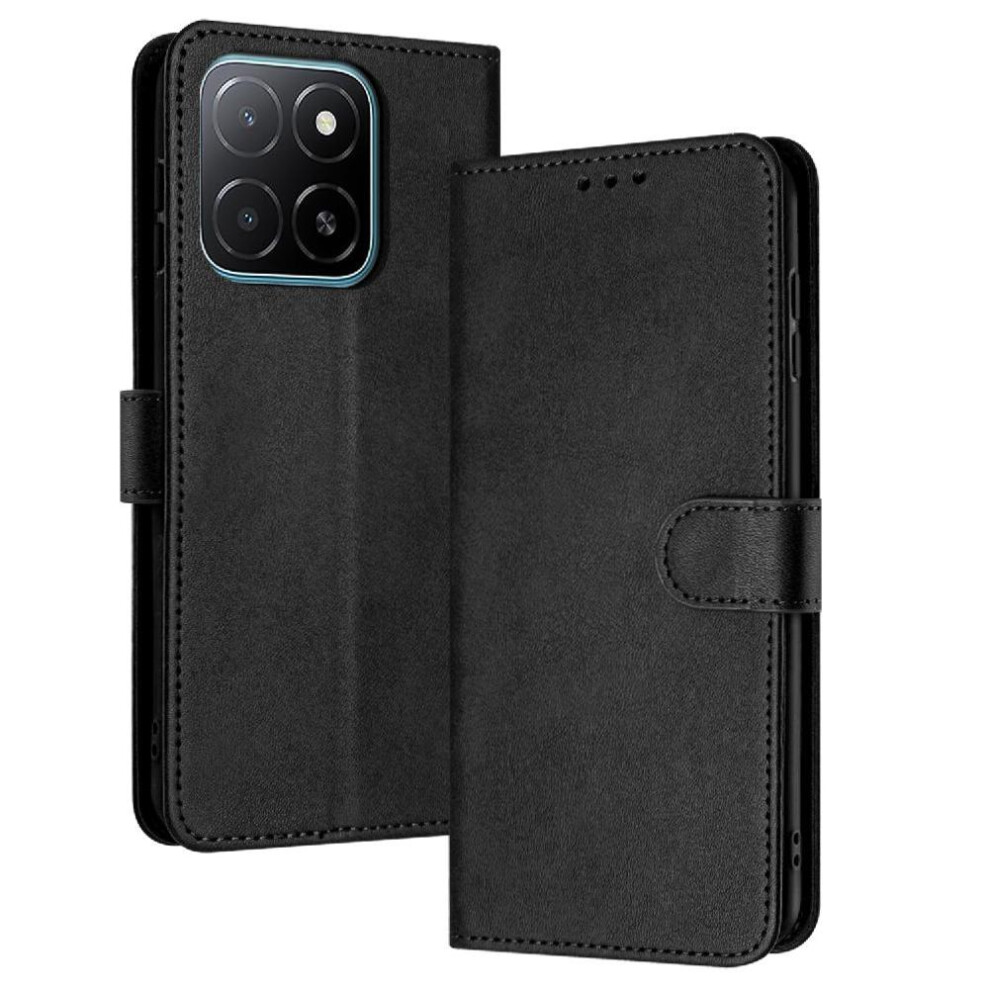 Gangxun (Black) Flip Case For Honor X6c Kickstand Pu Leather Pure Colour With Card Slot With Buckle Black