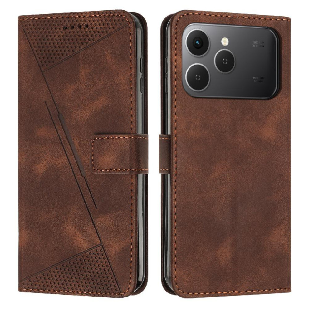 (Brown) Flip Case For Tecno Spark 40 4G Kickstand Pu Leather Wallet Card Insertion Brown 764563151660