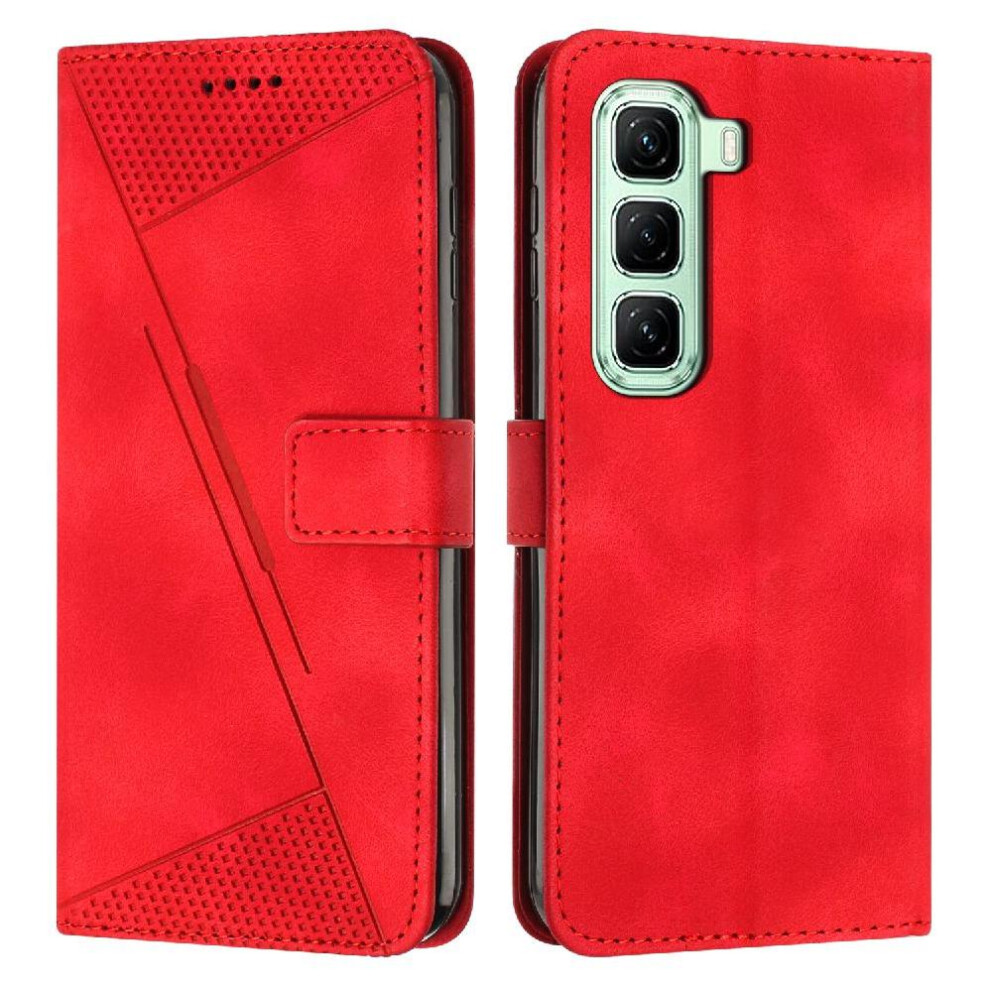 (Red) Flip Case For Infinix Hot 60 Pro 4G Kickstand Pu Leather Wallet Card Insertion Red 764563151844