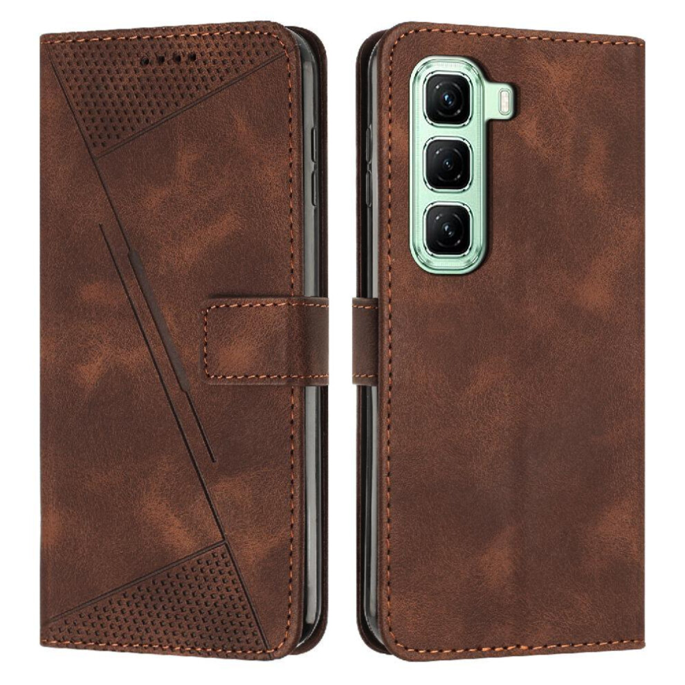 (Brown) Flip Case For Infinix Hot 60 Pro 4G Kickstand Pu Leather Wallet Card Insertion Brown 764563151813