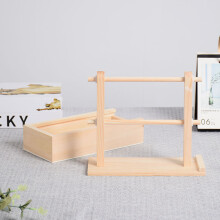 Scaffale in legno per filati a due livelli con cassetto