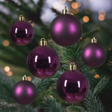 30 Fig Purple Christmas Tree Baubles Shatterproof Decs. 4cm 5cm 6cm