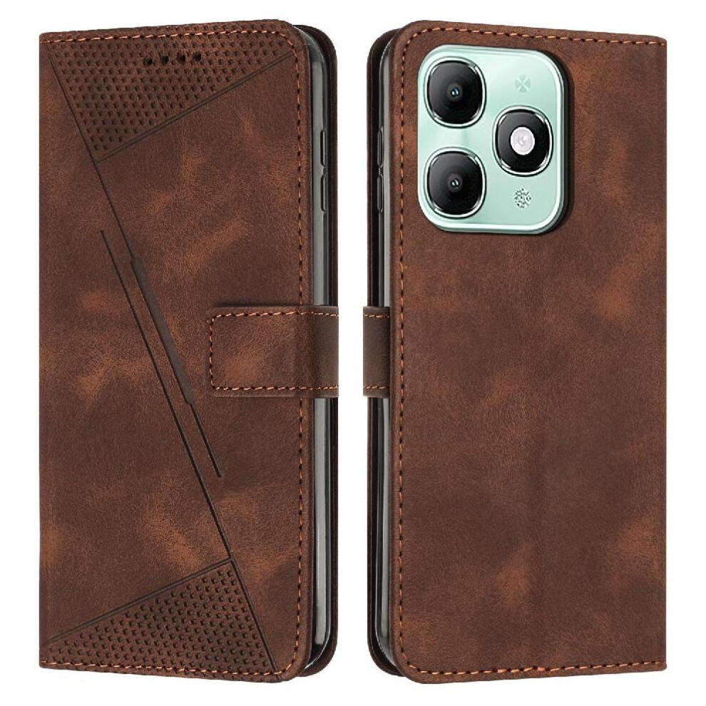 (Brown) Flip Case For Itel A90 4G Wallet Kickstand Card Insertion Pu Leather Brown 764563152360