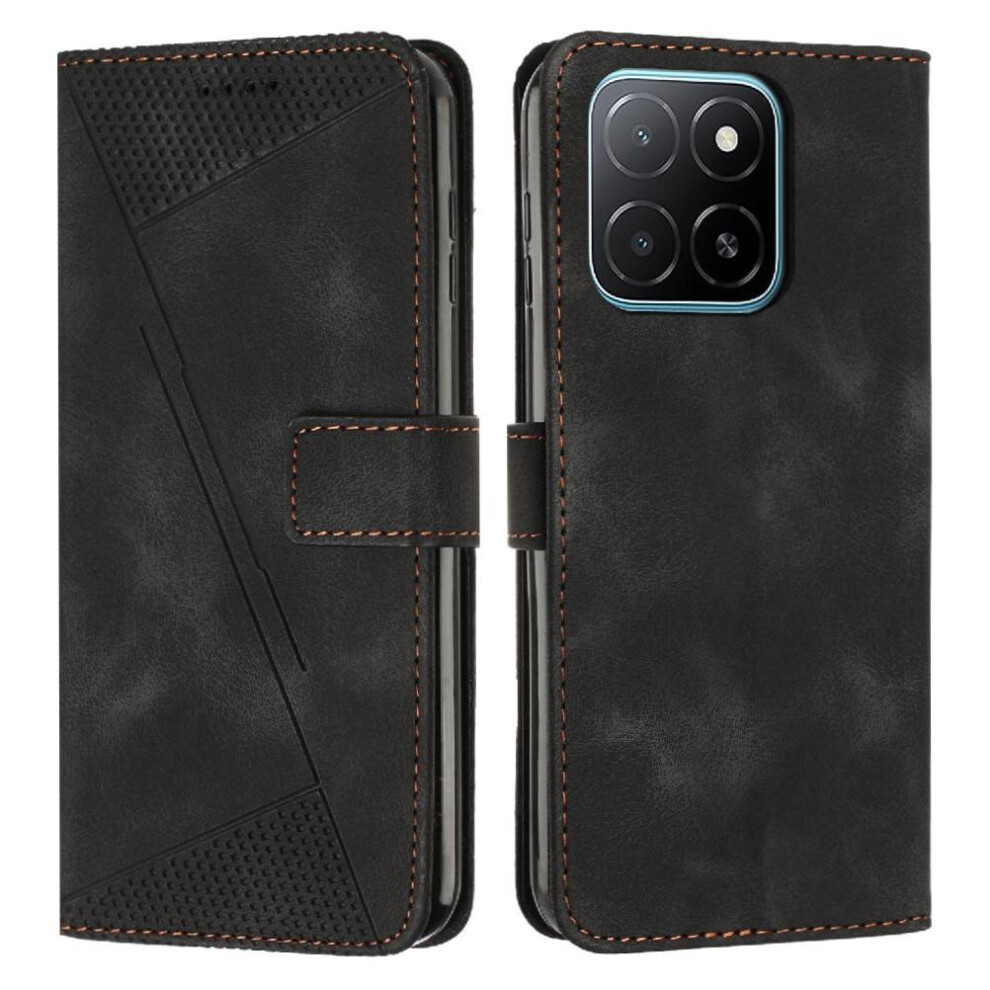 (Black) Flip Case For Honor X6c Wallet Kickstand Card Insertion Pu Leather Black 764563152575