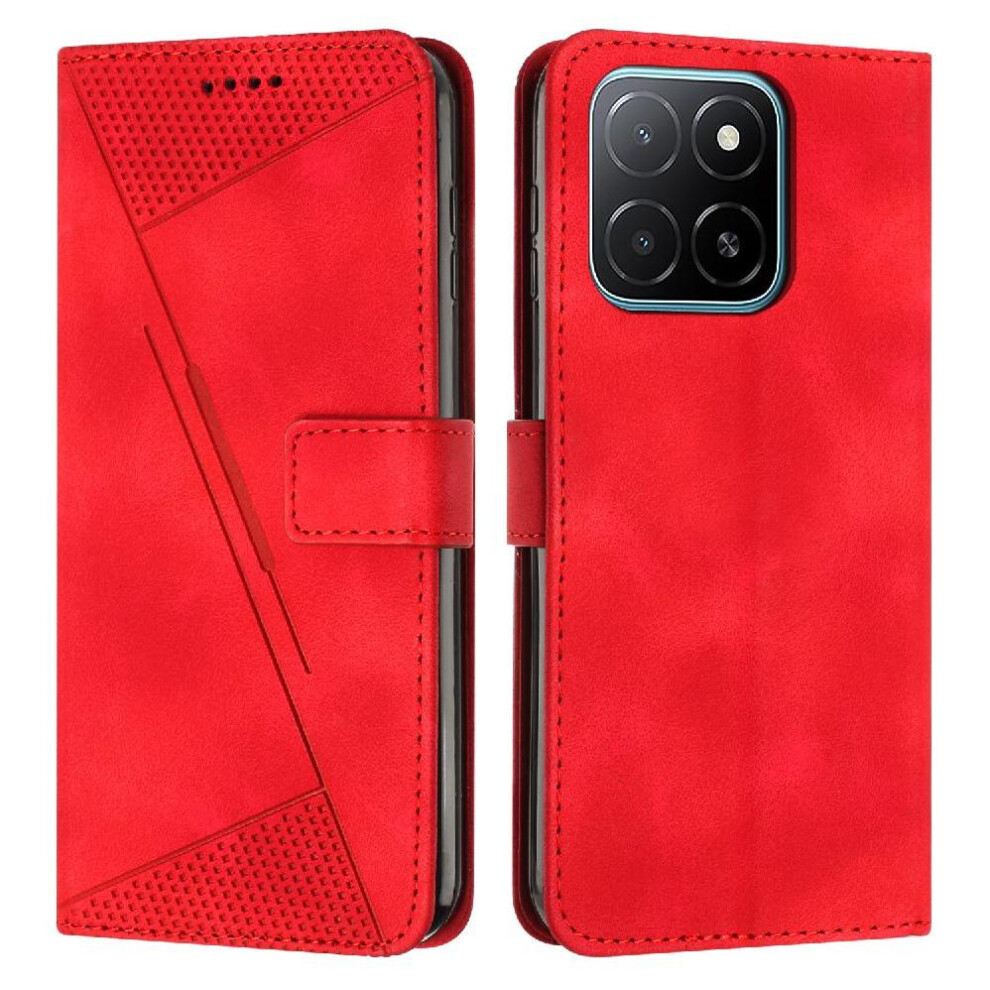 (Red) Flip Case For Honor X6c Wallet Kickstand Card Insertion Pu Leather Red 764563152599