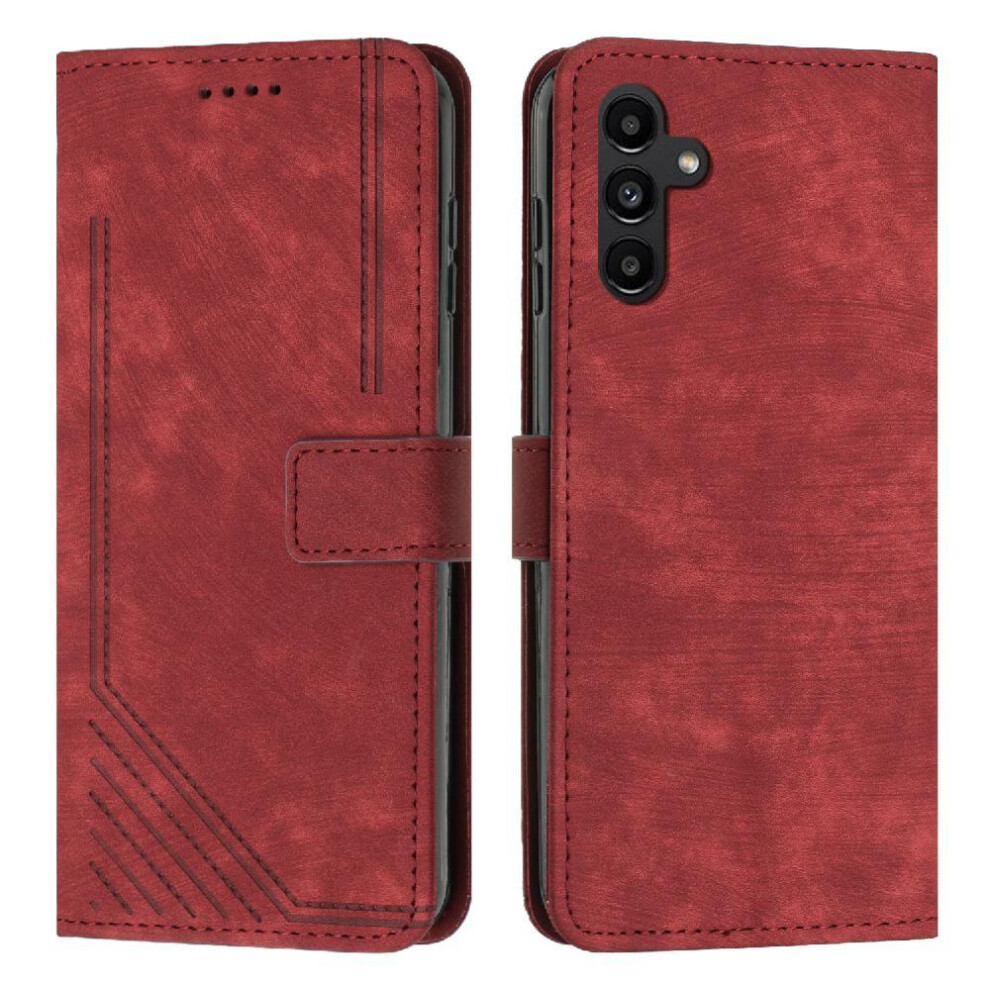 (Red) Flip Case For Samsung Galaxy S25 Fe Card Insertion Pu Leather Wallet Kickstand Red 764563152742