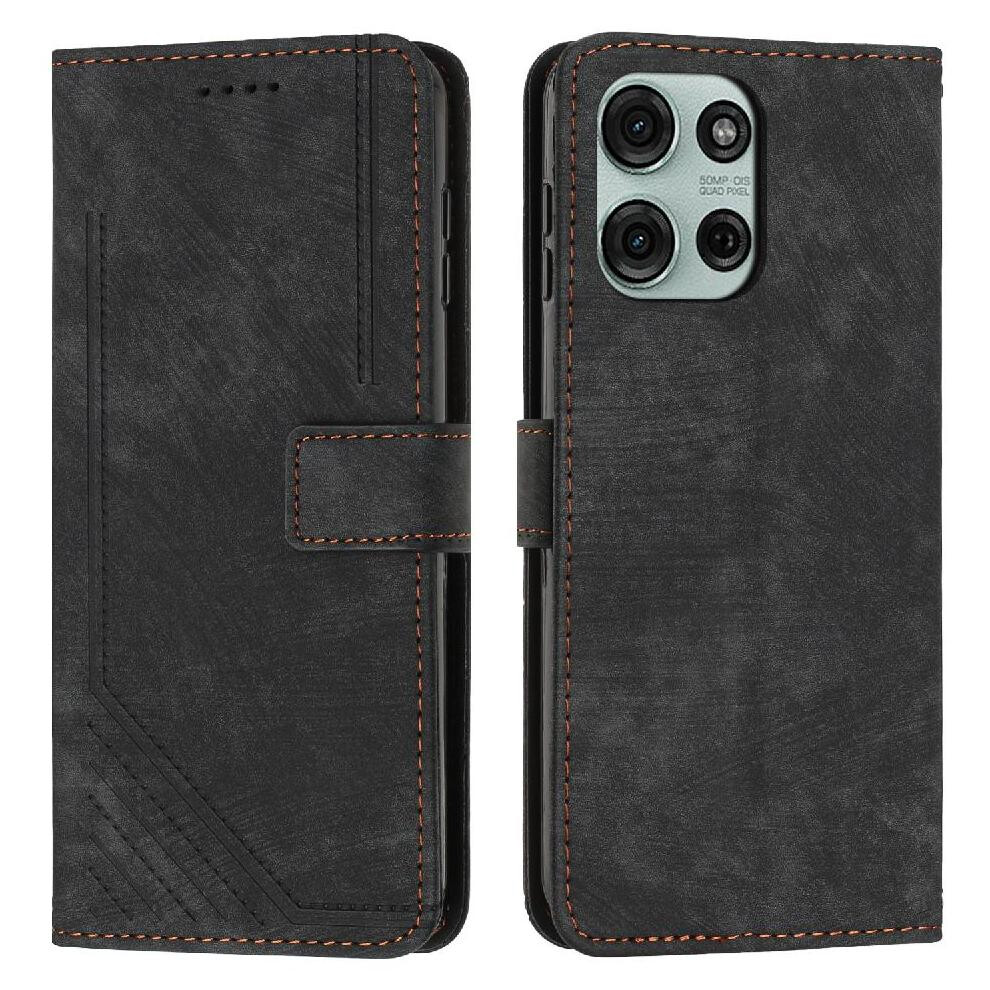 (Black) Flip Case For Motorola Moto G86 Wallet Kickstand Pu Leather Card Insertion Black 764563153190