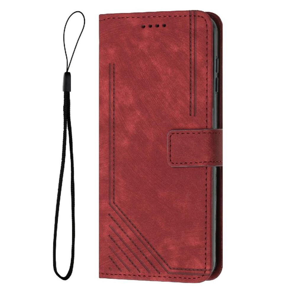 (Red) Flip Case For Motorola Moto G56 Card Insertion Kickstand Wallet Pu Leather Red 764563153220